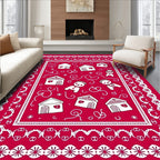 Red Gingerbread Village Characters Rug