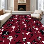 Crimson Organic Abstract Forms Rug