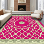 Ornate Golden Trellis Medallion Fuchsia Rug
