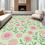 Whimsical Pink Floral Garden Sprigs Rug
