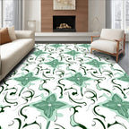 Green Faux Flower With Swirls Rug