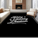 White Snowflake Holiday Christmas script Rug