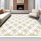 Golden Gray Interlocking Diamond Lattice Rug