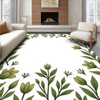 Green Floral Vine Border Rug