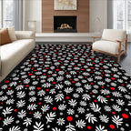 Whimsical White Foliage Red Dots Rug