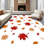 Autumn Red Orange Falling Leaves Rug