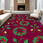 Crimson Holly Berry Bell Wreath Rug