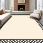 Black Cream Geometric Border Rug