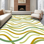 Earthy Green and Gold Wavy Lines Rug