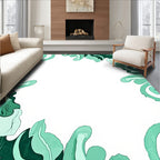 Aqua Organic Abstract Border Rug