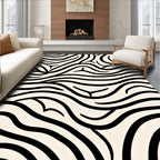 Abstract Black White Wave Rug