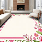 Sweet Pink Floral Border Arrangement Rug
