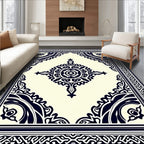 Navajo Black Ivory Medallion Border Rug