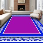 Bold Blue White Greek Key Square Rug