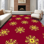 Golden Sunburst Medallions Red Rug