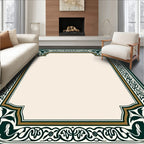 Ornate Green Gold Floral Frame Rug