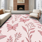 Pink Blush Butterfly Floral Meadow Rug