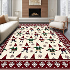 Crimson Green Gnome Snowflake Scatter Rug