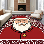 Whimsical Red Santa Claus Border Rug
