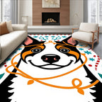 Joyful Dog In Festive Lights Rug