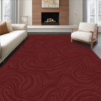 Deep Crimson Swirl Wood Grain Rug
