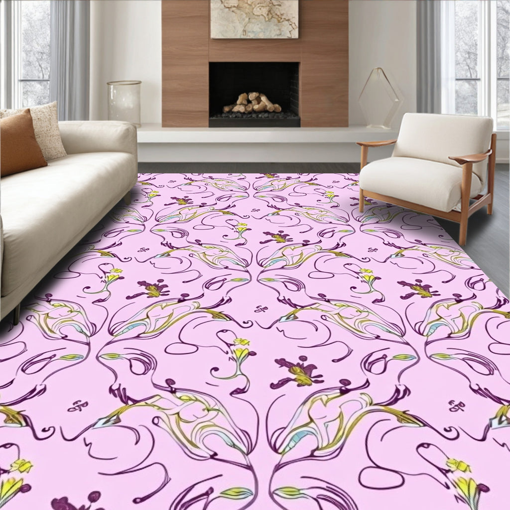 Amethyst floral and vine symmetry Rug