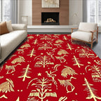 Golden Harvest Red Forest Scene Rug