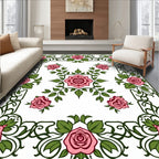 Vintage Rose Garden Border Rug