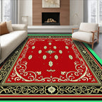 Rich Red Ivory Ornamental Border Rug
