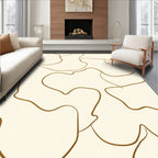 Cream and Gold Abstract Swirl Rug