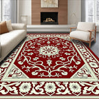 Rich Red Floral Ornament Rug