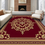 Crimson Gold Medallion Frame Accent Rug