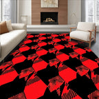 Bold Red Houndstooth Geometric Rug
