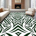 Dark Emerald Abstract Zebra Stripes Rug