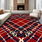 Red Tartan Diamond With Rope Detail Rug