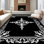 Vintage White Floral Filigree Frame Rug