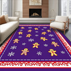 Purple Gingerbread Snowflakes Border Rug