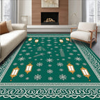 Emerald Lantern Snowflake Border Rug