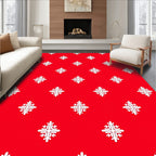 Bright Red White Snowflake Medallion Rug