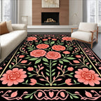 Coral Blossom Bouquet Floral Arrangement Rug