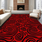 Crimson Black Swirls Abstraction Rug