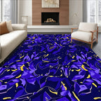 Deep Indigo Abstract Floral Swirls Rug