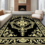 Yellow Vintage Floral Scroll Border Rug