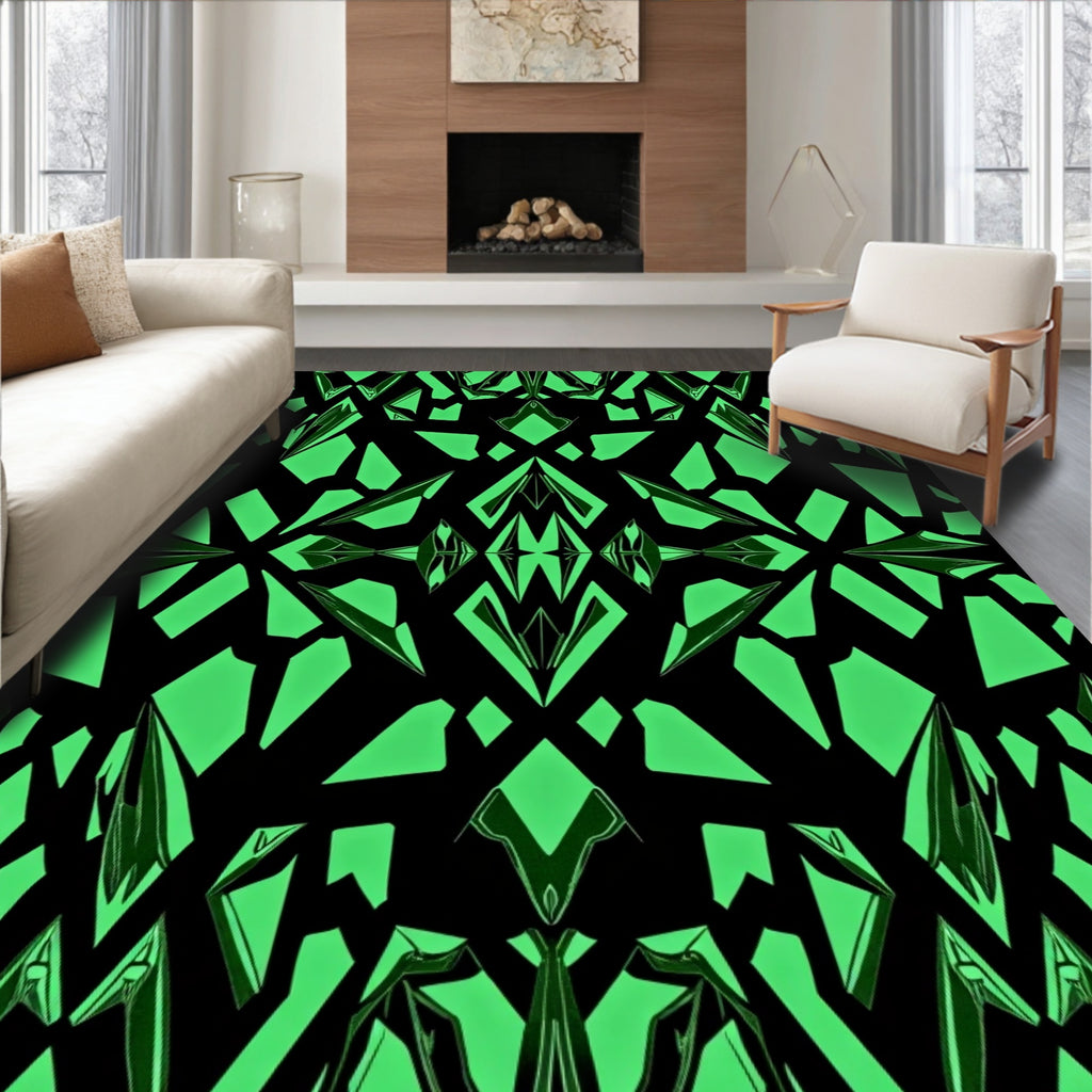 Emerald Geo Crystal Fragment Collage Rug