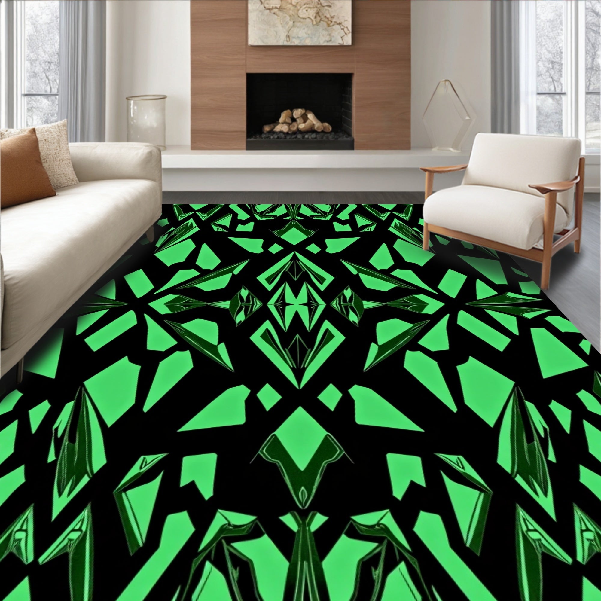 Emerald Geo Crystal Fragment Collage Rug