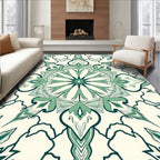 Green Floral Medallion Mandala Rug