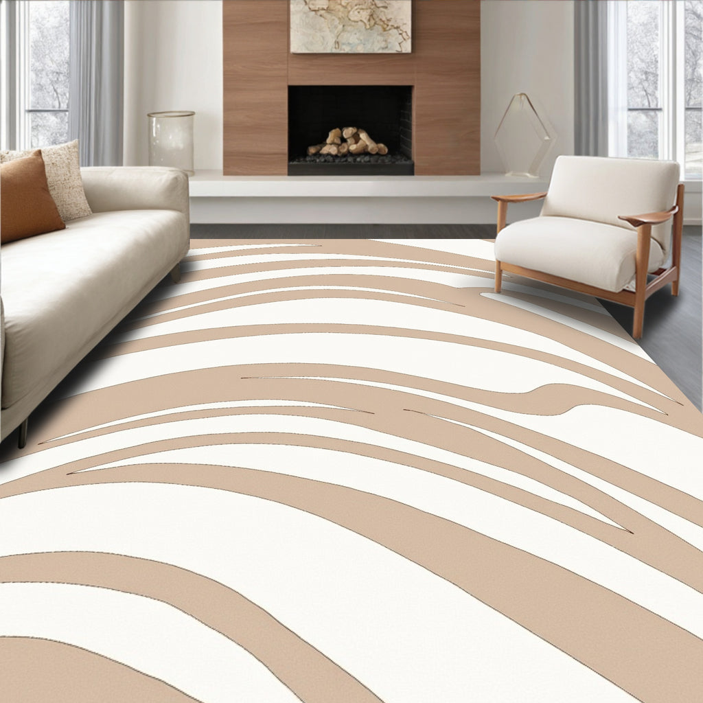 Neutral Abstract Zebra Stripe Rug