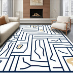 Abstract Wood Grain Geometric Overlay Rug