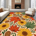 Autumn Harvest Maple Leaf Sunflower Rug