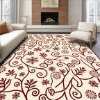 Crimson Vines with Snowflakes and Spirals Rug